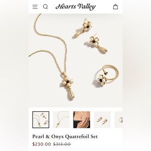 Pearl & Onyx Quatrefoil Jewelry Set